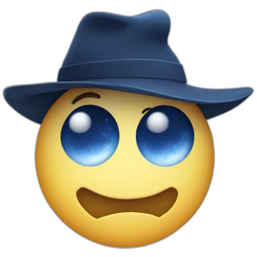 Moon with eyes and hat emoji