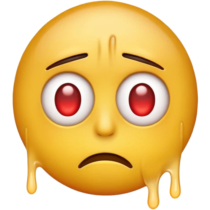 create a typical yellow head emoji with red eyes who is totally overworked  emoji