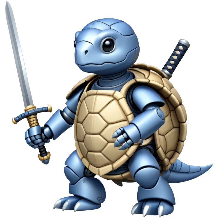robot turtle with a samurai sword emoji