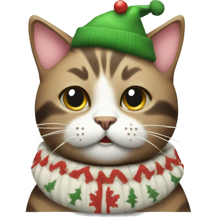Christmas cat with sweather emoji