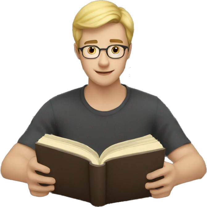 pale-short-hair-young-man-reading-a-book emoji