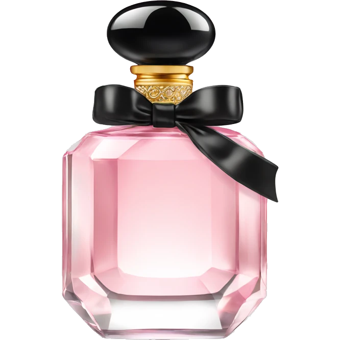 light pink crystal perfume bottle with black ribbon display emoji