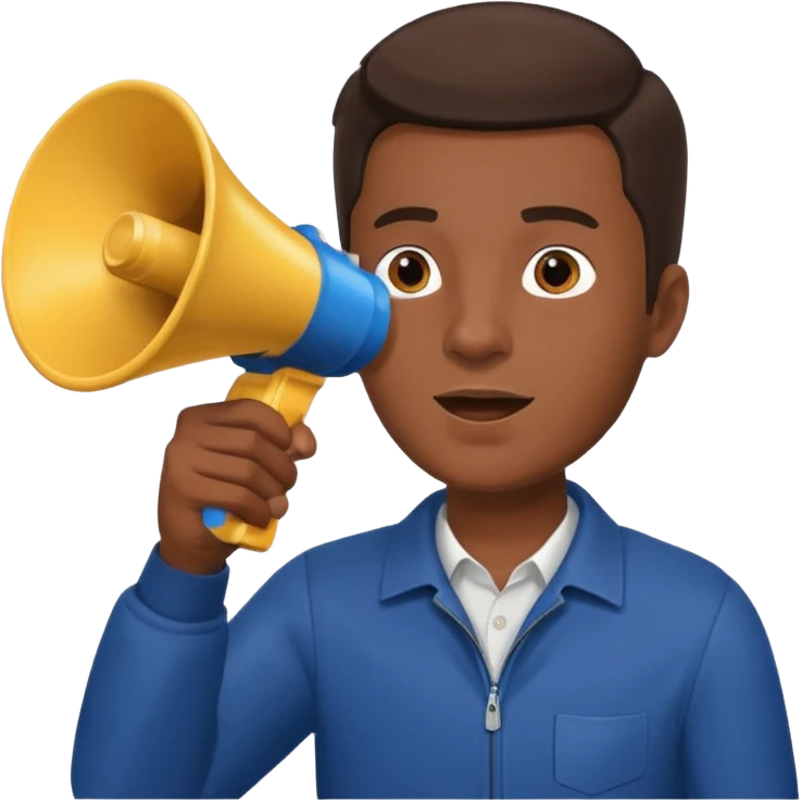 megaphone with male hand, collage style emoji