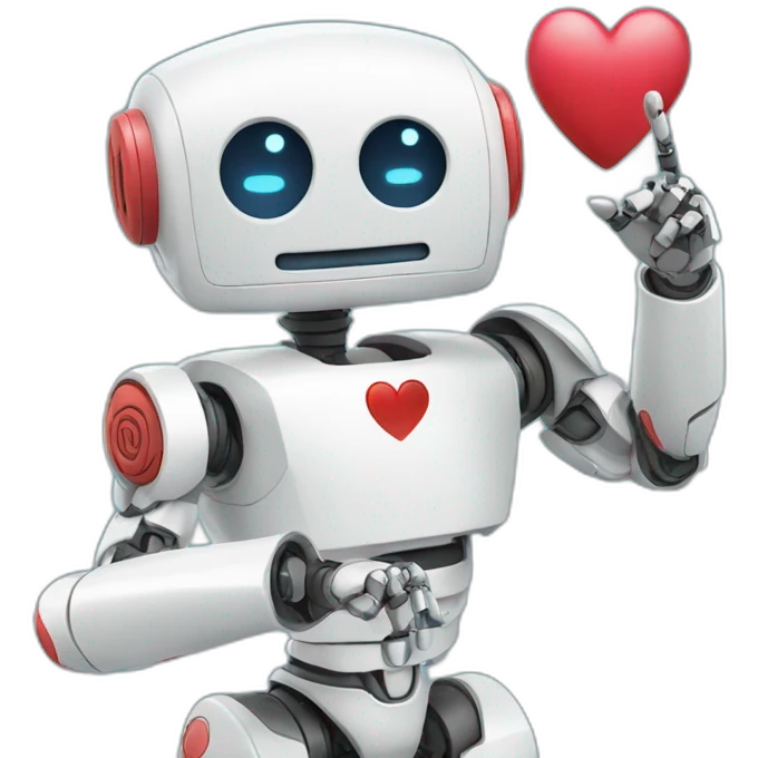 Robot doing a heart sign emoji