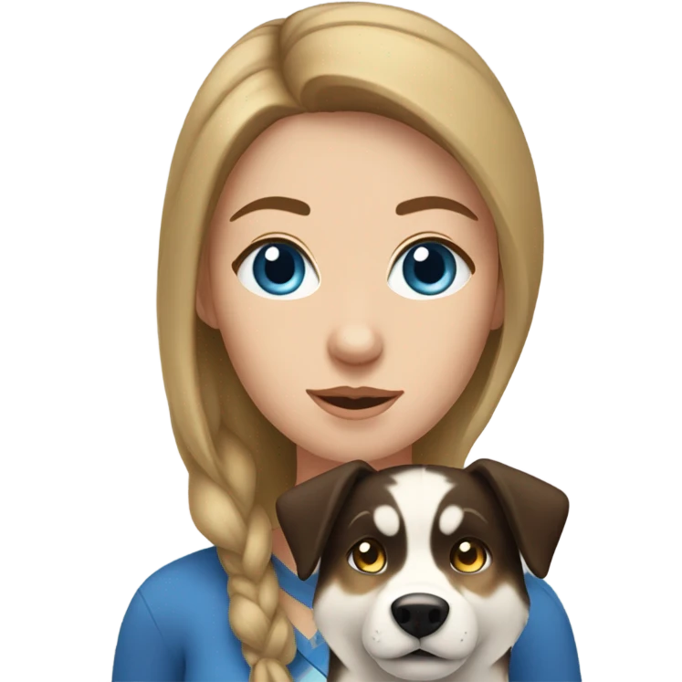 White Woman hair brown and bleus eyes and golden Husky  emoji