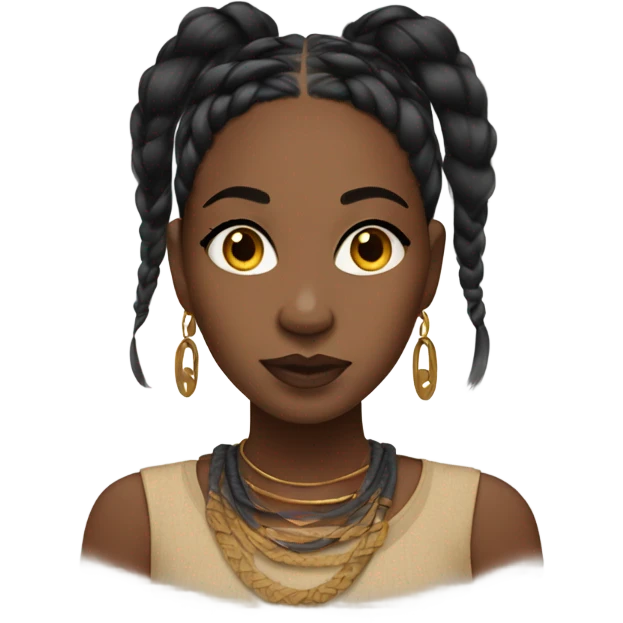 Black girl with fulanibraids and full face makeup  emoji