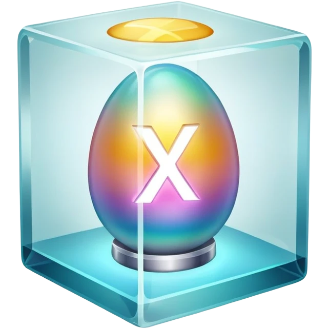 A trophy egg in a glass cube
— Like in a museum or a safe, with an "x?" glowing on it — evokes a sense of rarity and exclusivity. Like, "Not everyone can get here." emoji