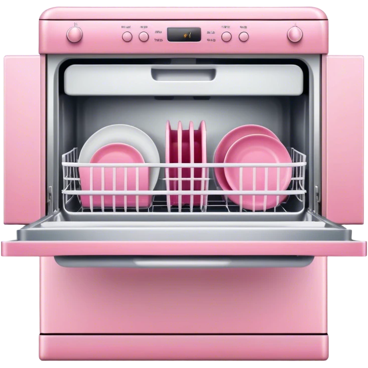 Pink open dishwasher in glamour vintage style  emoji