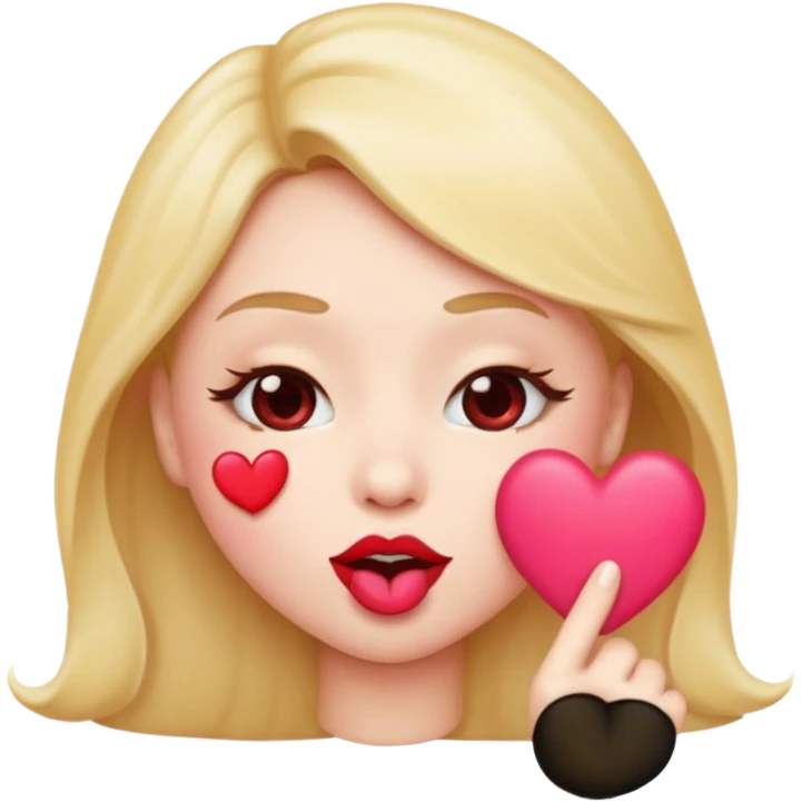 Emoji, face blowing a kiss, puckered lips, small heart emoji