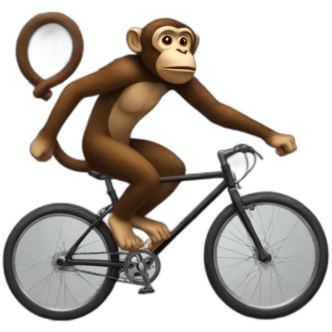 Monkey running towards with bicycle crank in hand emoji
