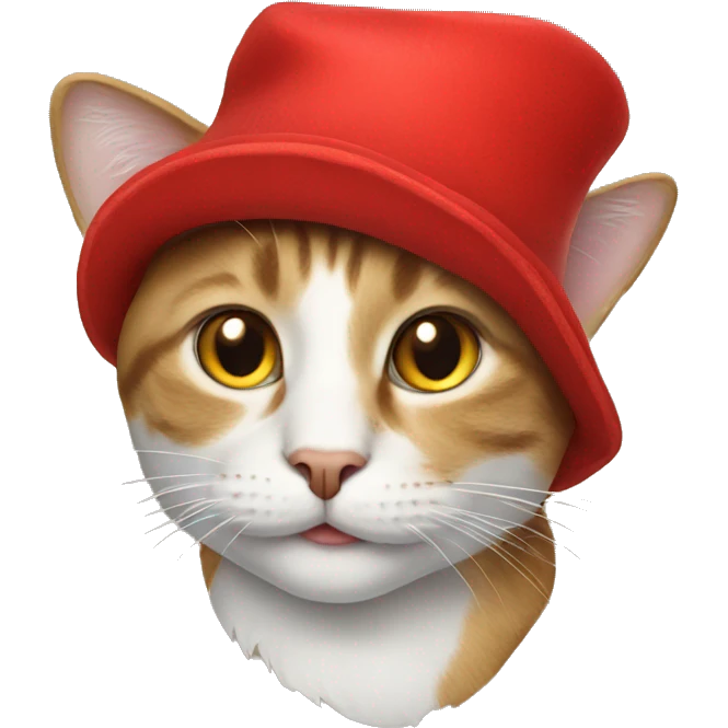 Cat wearing red hat emoji
