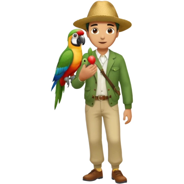 Walker + parrot on shoulder, Full body with walk pose emoji