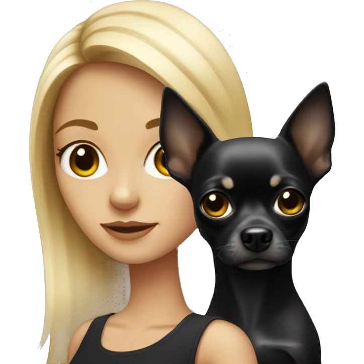 Blonde girl with black chihuahua emoji
