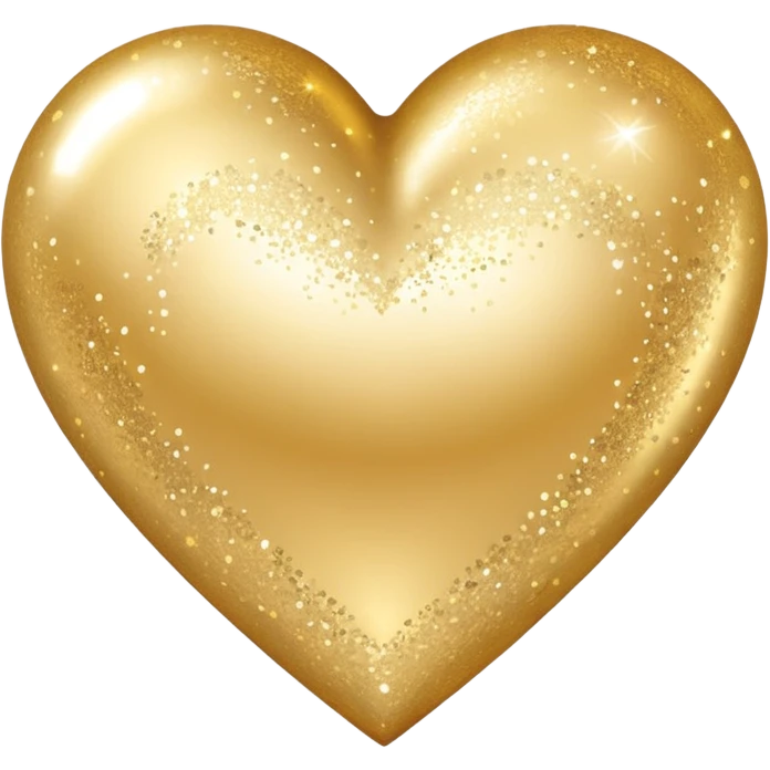 Change the glittery silver color heart with a subtle gradient and no border to a glittery gold color heart with a subtle gradient and no border. Keep the background transparent. Maintain the style and subtle gradient effect of the original heart. emoji