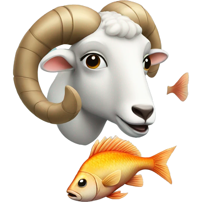 A ram kisses a fish emoji