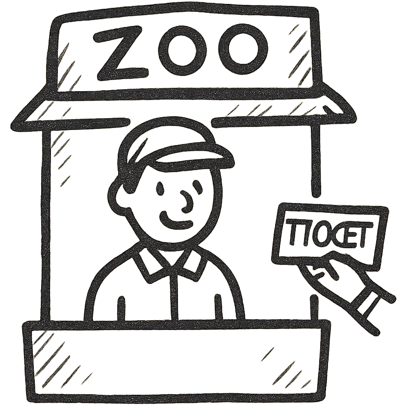 hand-drawn style of a guy selling tickets at the zoo emoji