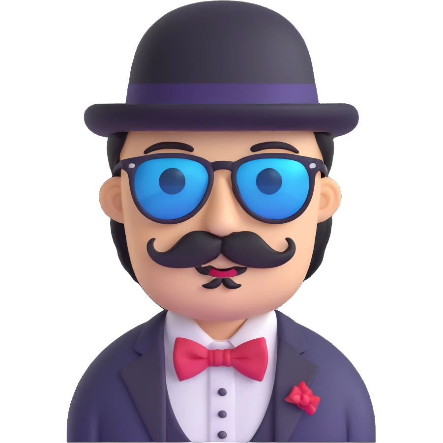 hat, sunglasses, moustache, and bowtie emoji