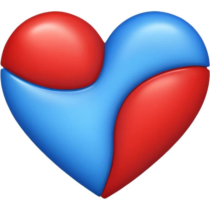 Half red half blue heart emoji