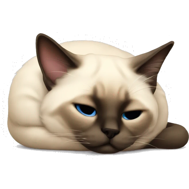 fluffy siamese cat curled up sleeping emoji