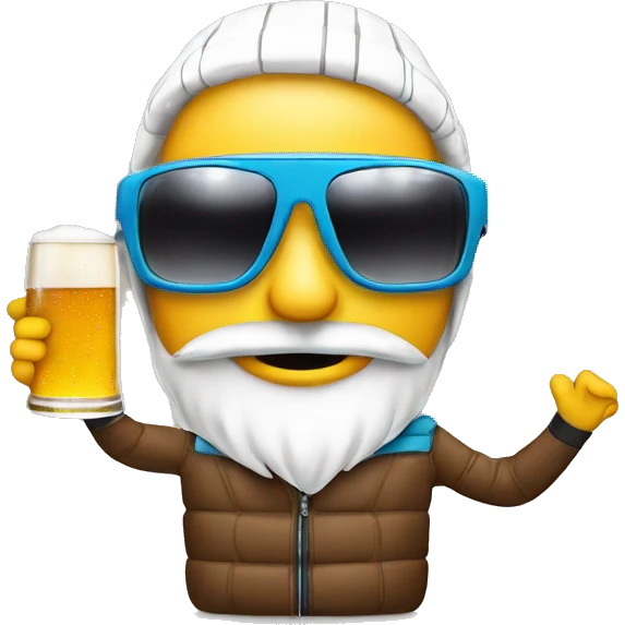 Skiing with a beer and sunglasses  emoji