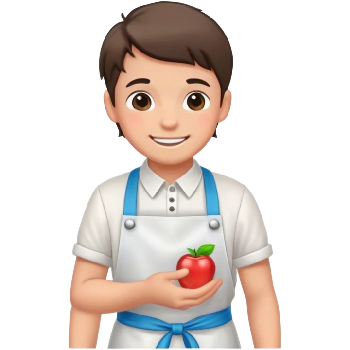 smiling boy in apron jewelry emoji