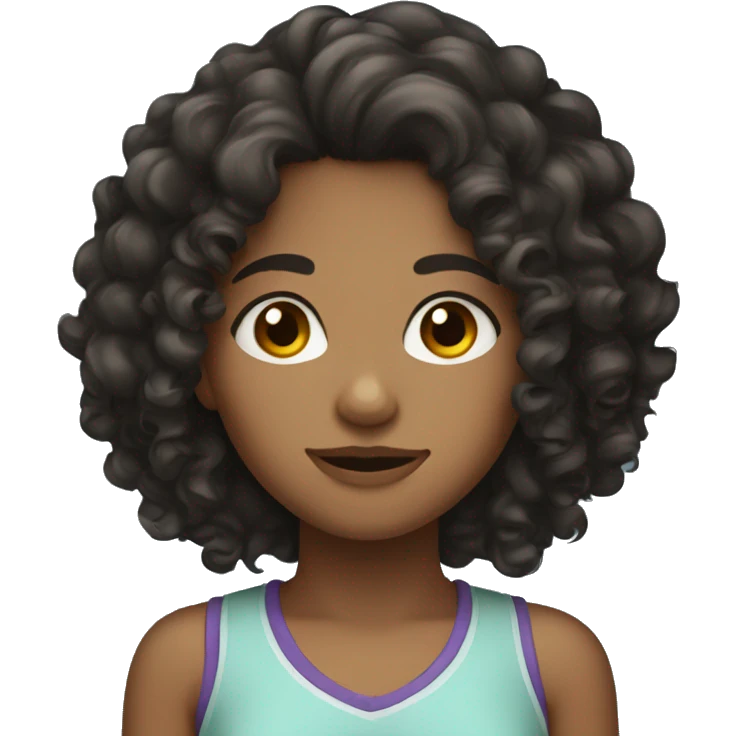 Curly-haired girl with dark hair emoji