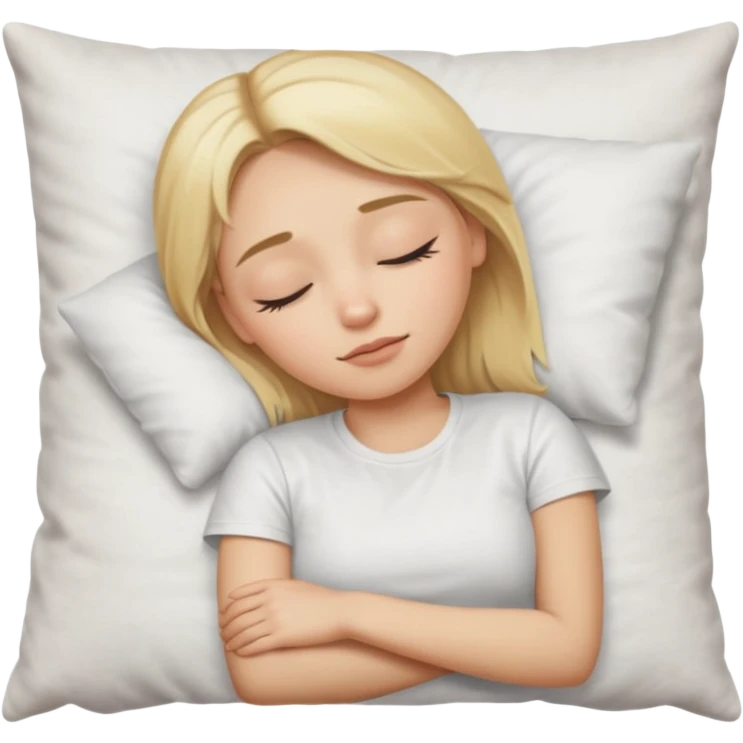 Blonde white sikine white tshirt blonde eyebrowns girl sleeping on a pillow emoji