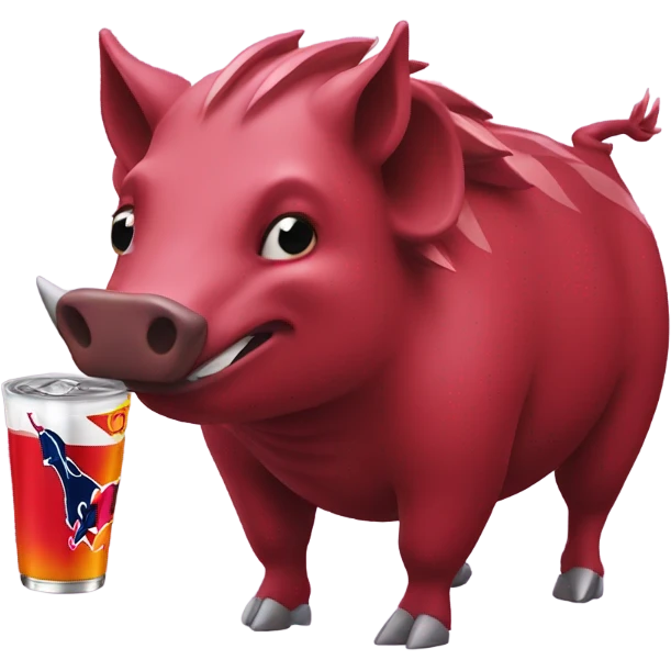 Razorback with Red Bull drink emoji