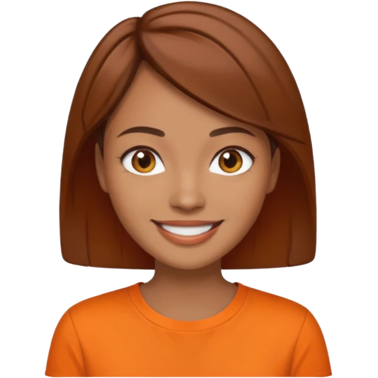 medium tone skin, short brown hair orange shirt woman emoji