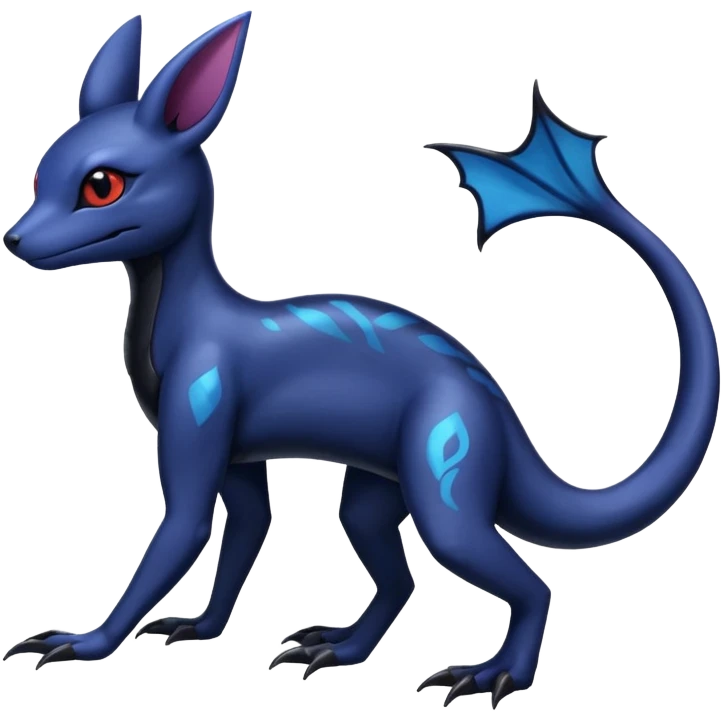 Scaley Exotic Salandit-Noibat-Umbreon-Fakémon-hybrid-creature (full body)  emoji