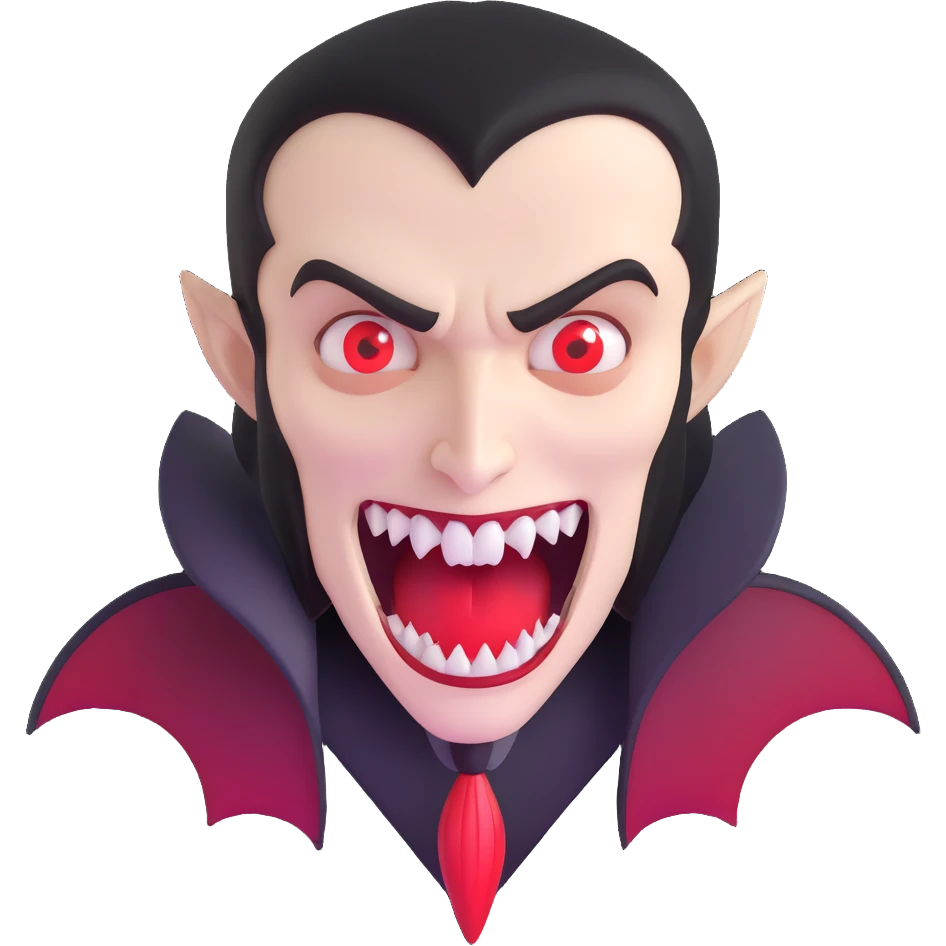 Vampire with sharp extended fangs emoji