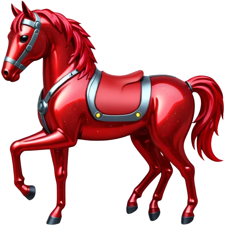 red glitter cyberpunk horse emoji