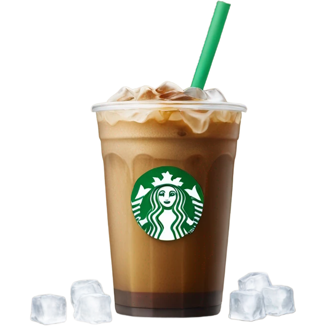 Starbuck ice coffee with ice cubes emoji