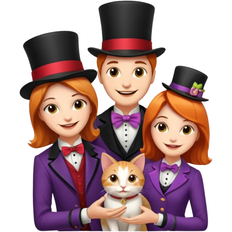 magician couple and their pet cat emoji