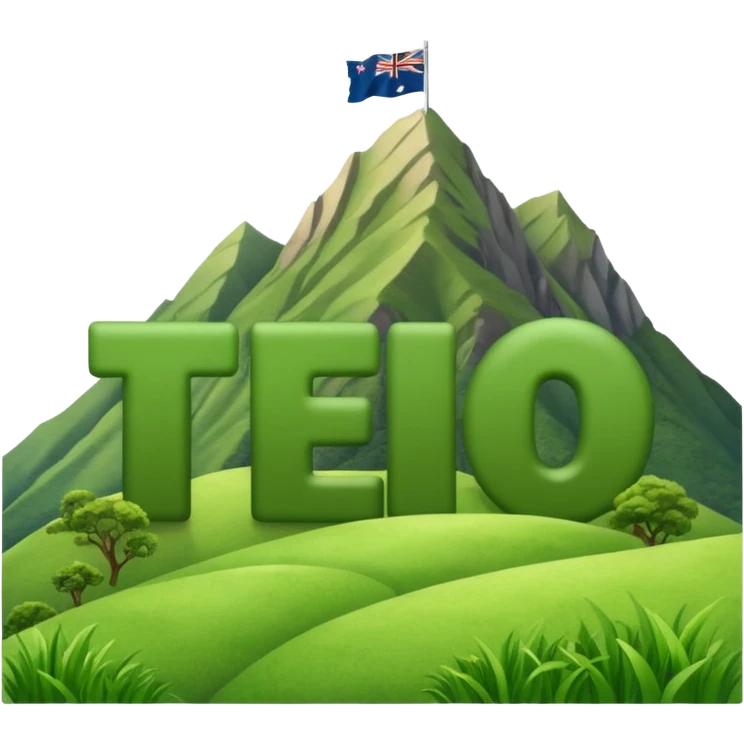make me a emoji that has the name ted writen inside of a mountain range in new zealand and have the words nz writen under neath make it simplistic and make the mountains grassy mountains and write nz under it all emoji