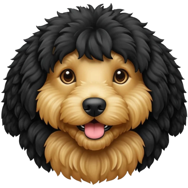 Black golden doodle dog emoji