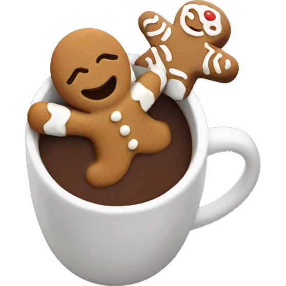 Gingerbread swimming in hot chocolate  emoji