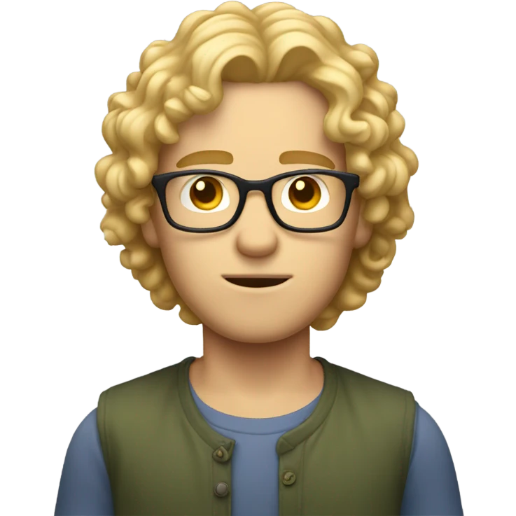 Weak nerdy guy with blonde curly hair up to shoulders emoji