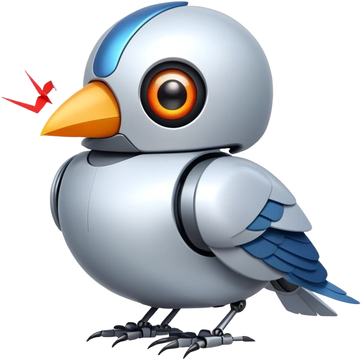 robot bird with lazer eyes emoji