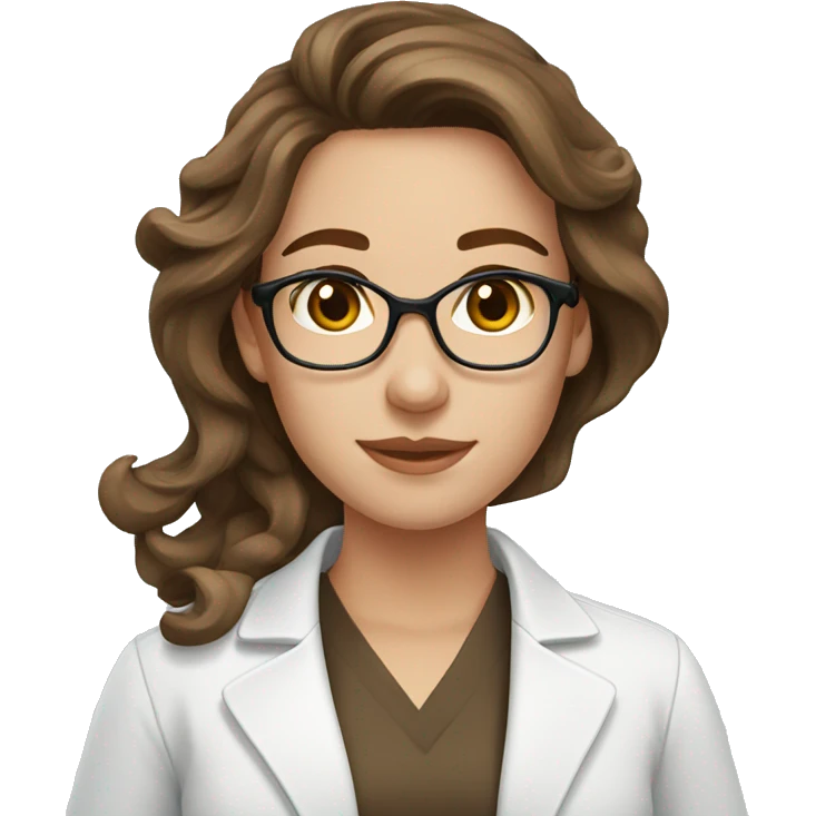 pharmacist long brown hair with waves, pretty female emoji
