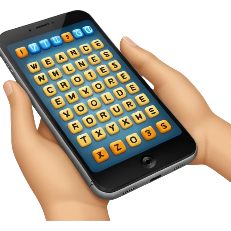 a phone showing a word game being played on it  emoji
