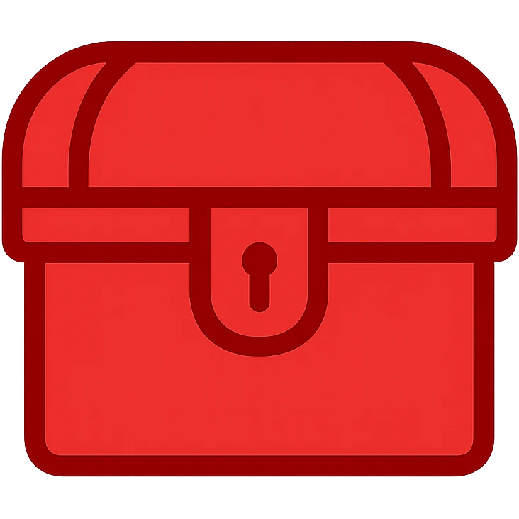 a completely solid red treasure chest icon with no other colors, everything including outlines must be red only emoji