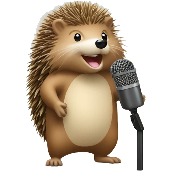 Singing hedgehog emoji on stage with mic emoji