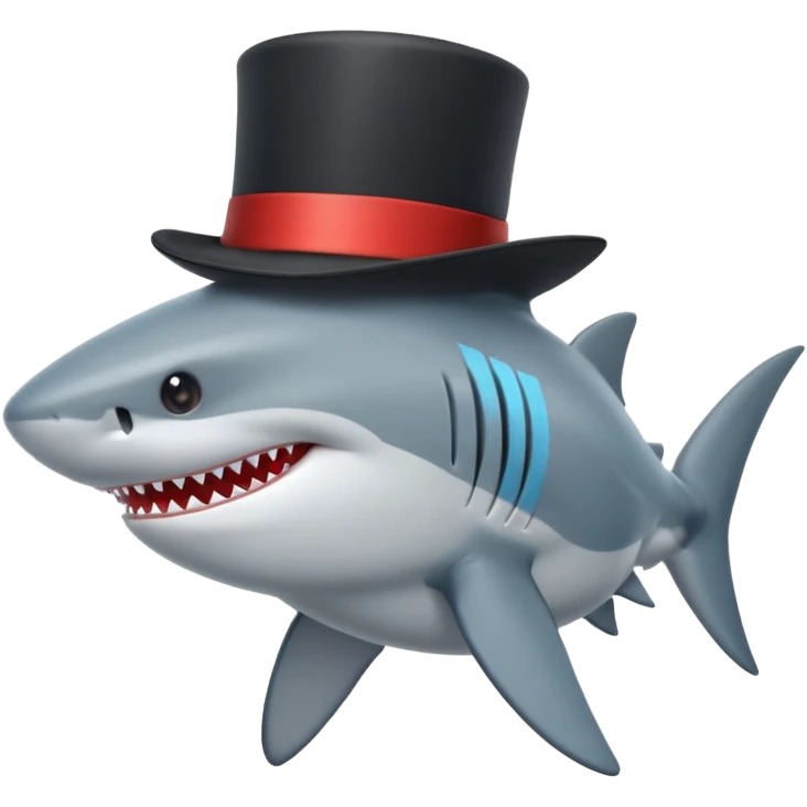 Shark with a top hat emoji