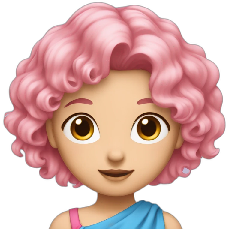 Fille cheveux bleu marrine et rose emoji