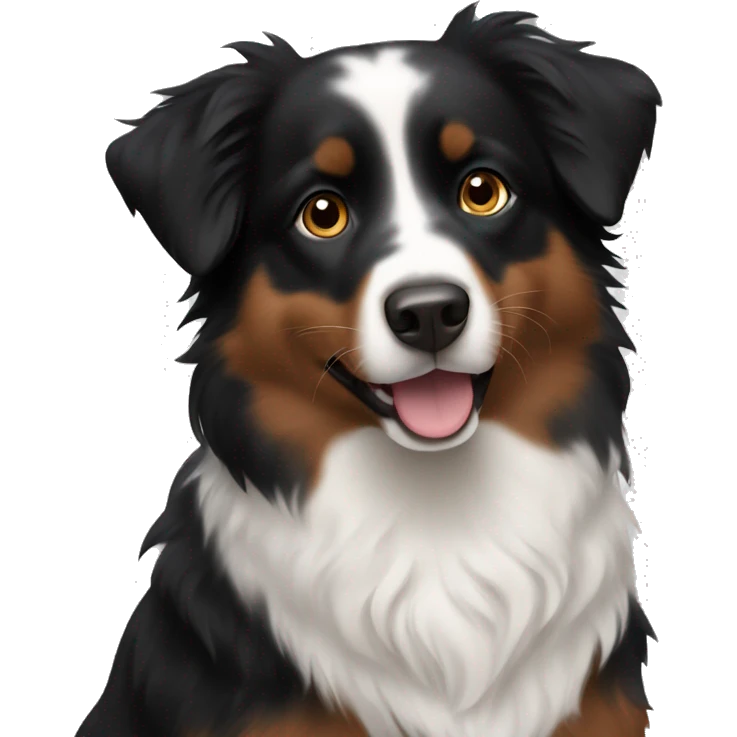 Small black australian shepherd dog with dark brown eyes emoji
