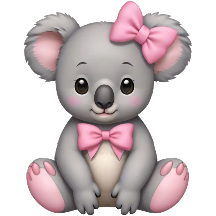 Cute grey koala with a pink bow sitting down emoji
