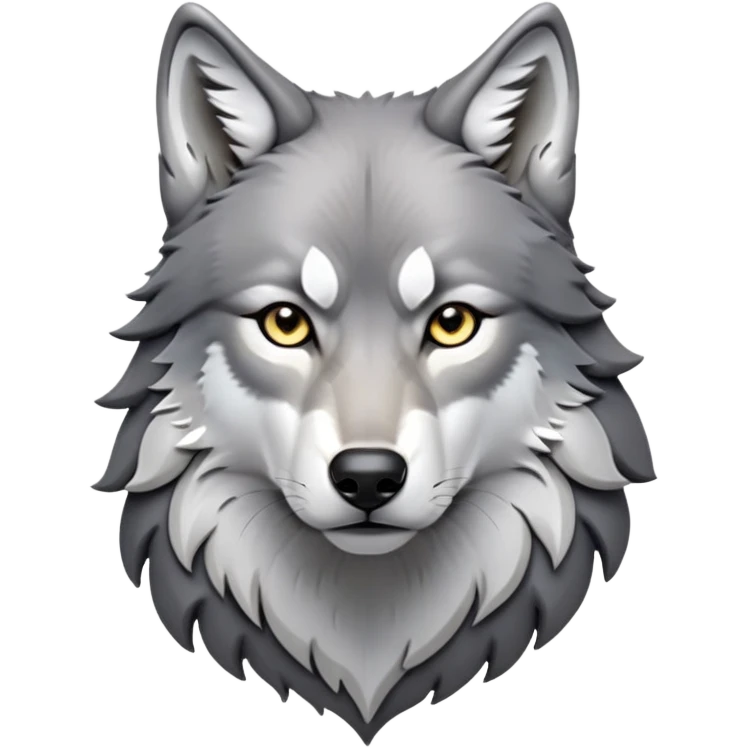 cinematic-noble-wolf-portrait-emoji,-poised-and-regal,-with-a-strong,-lean-build-and-a-sleek,-fur-of-grey-and-white,-deep-set-soulful-piercing-eyes,-simplified-yet-sharp-and-sophisticated-features,-highly-detailed,-full-body, zoomed out showing shoulders emoji