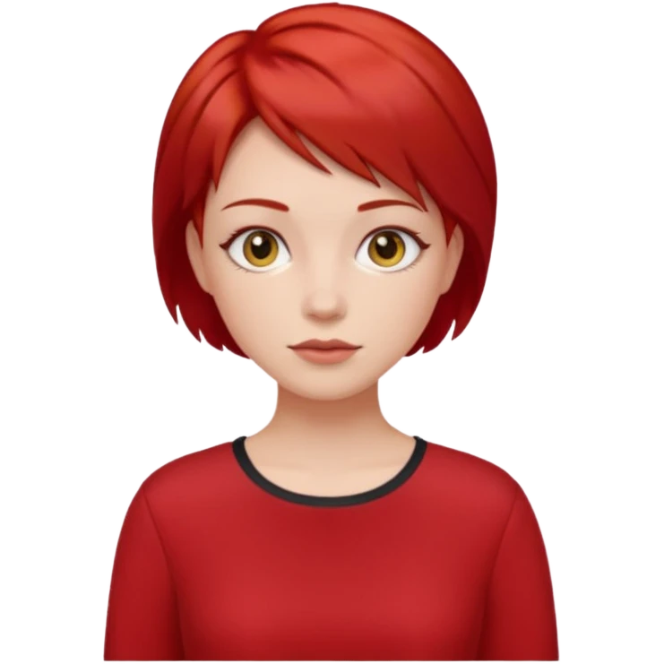 lady in red clothes , short layer red hair emoji