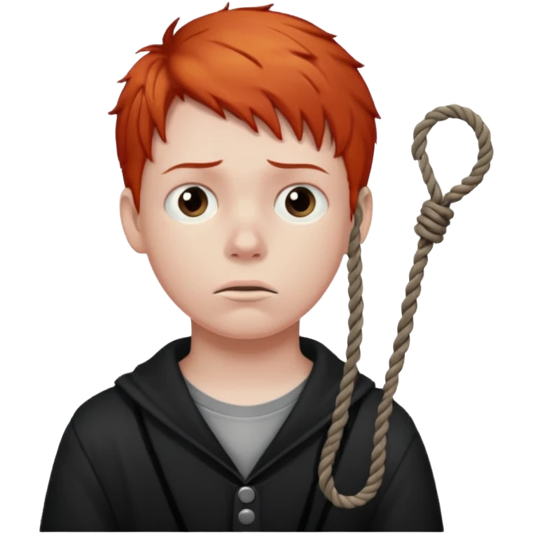 red headed boy holding a noose  emoji